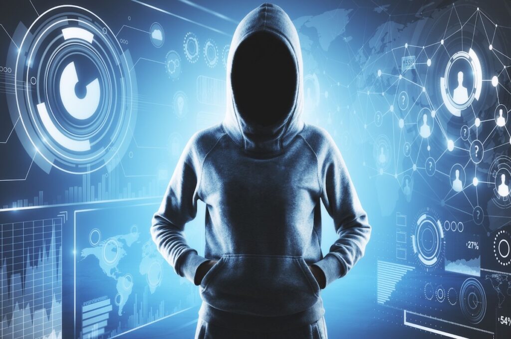 Shadowy digital figure