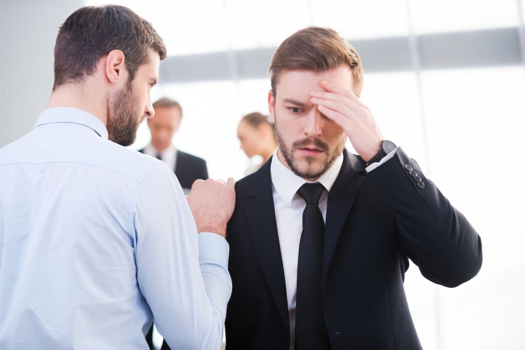 A trying moment for a business man