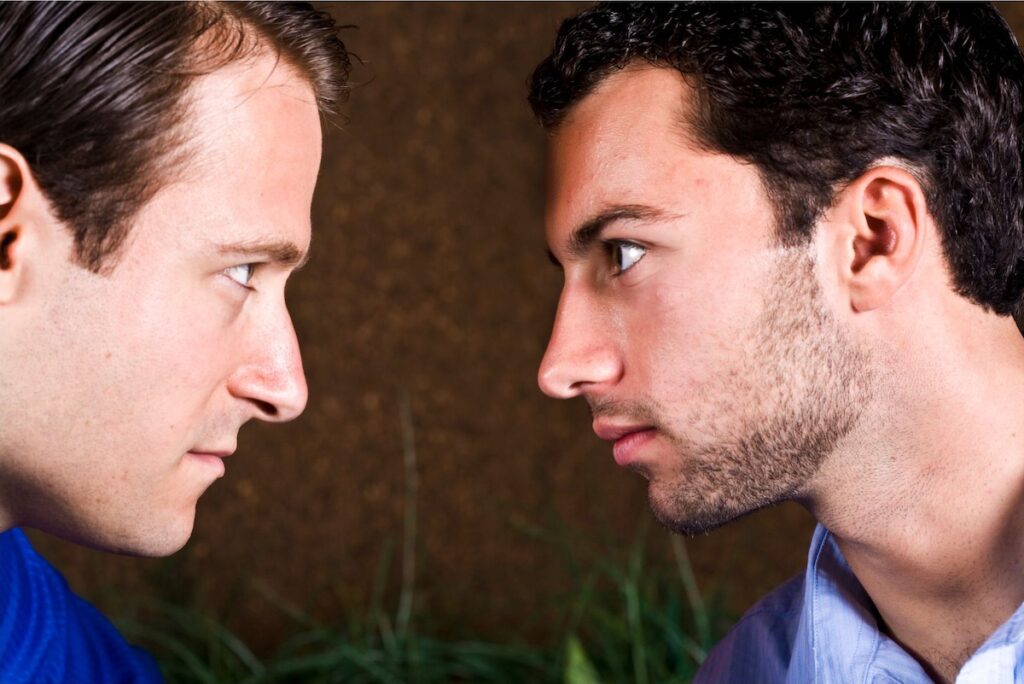 Two men angry at each other