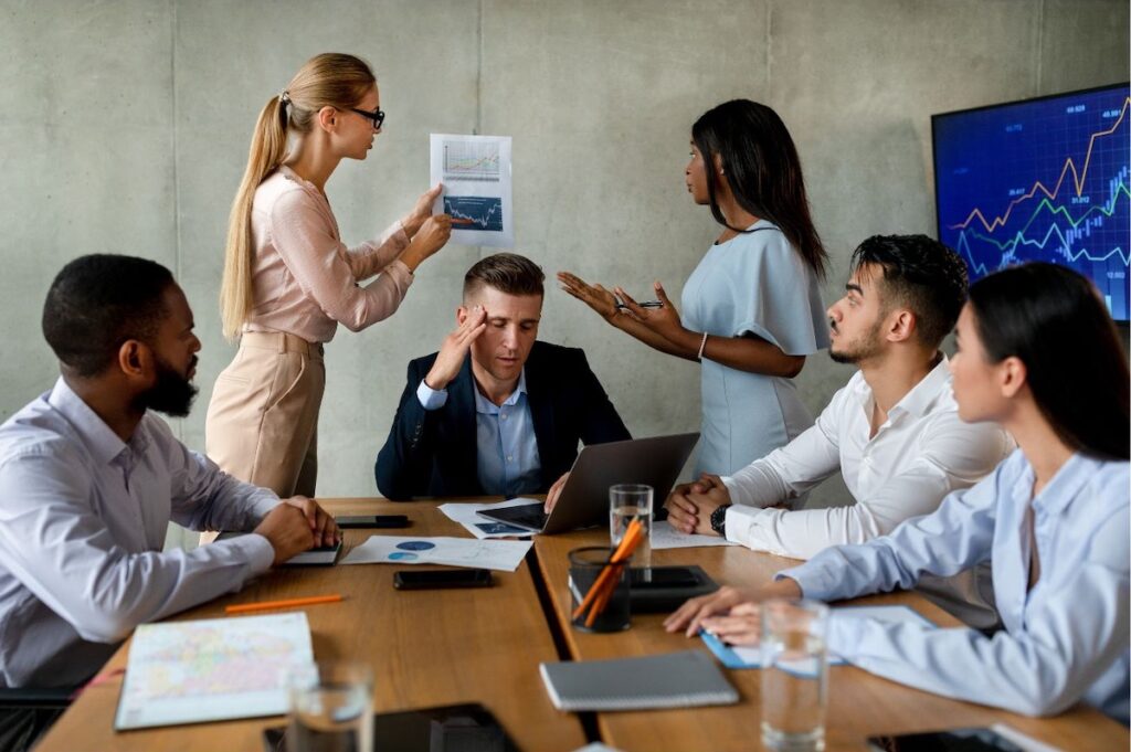 Business team in disagreement