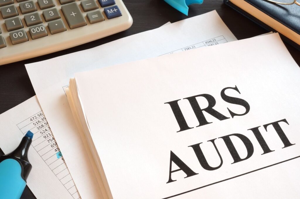 Folder with IRS Audit printed on it