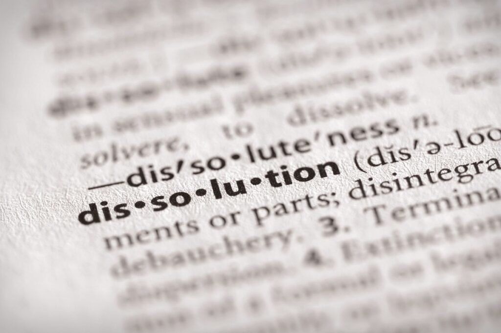 Business dissolution definition