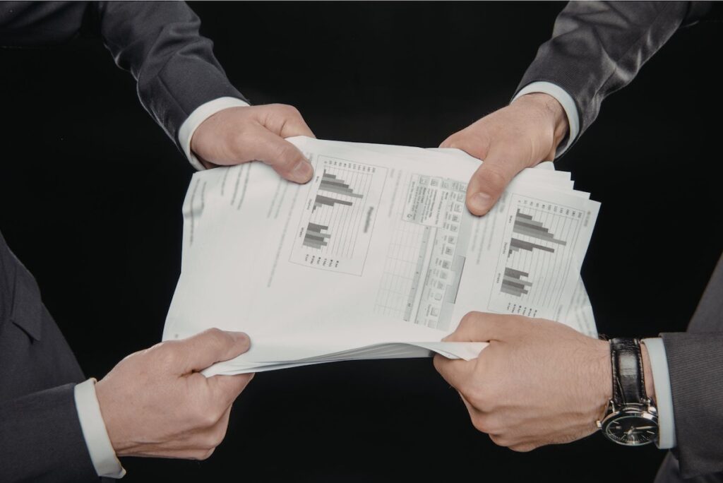 Business dispute over paperwork