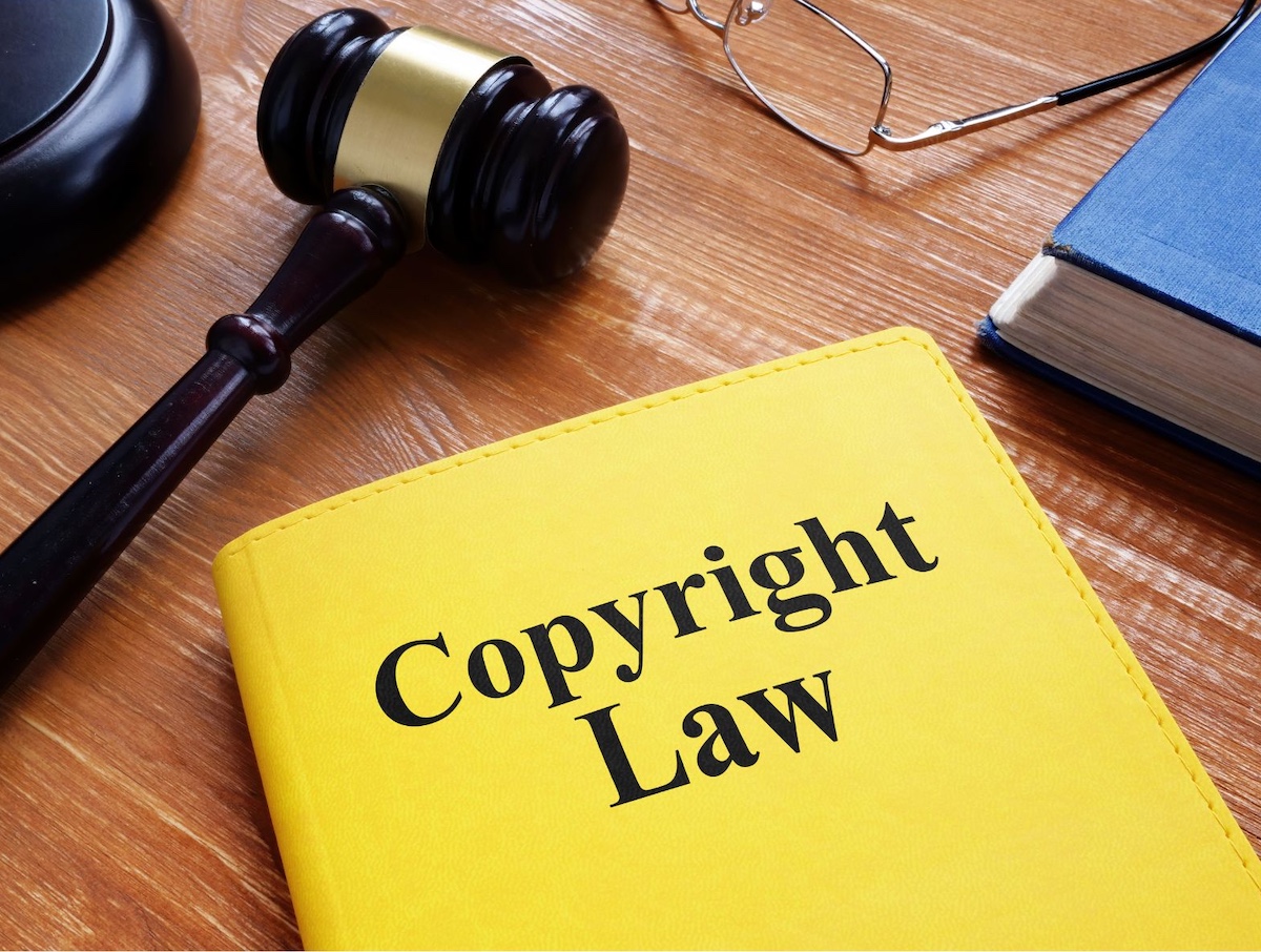 Copyright Law Book with a gavel