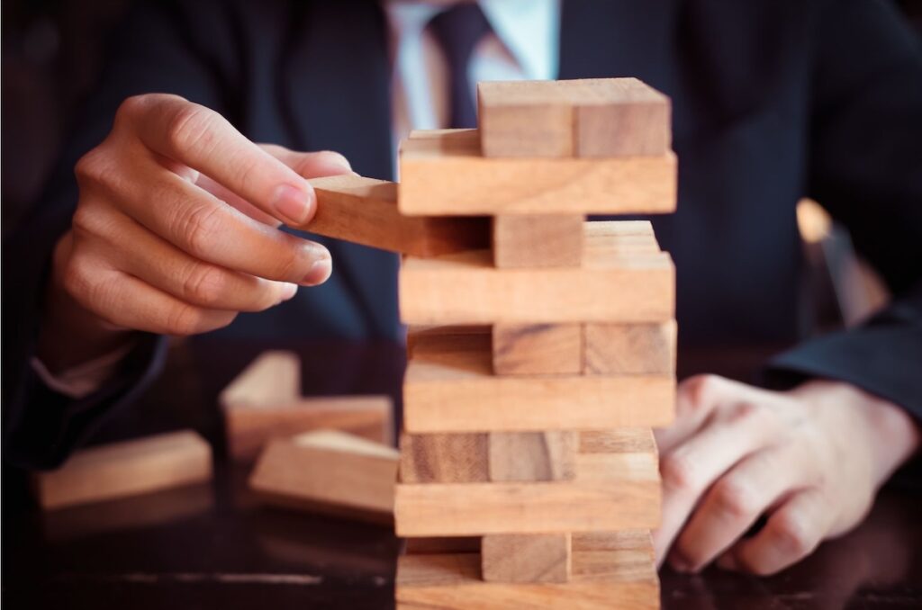 Man playing Jenga