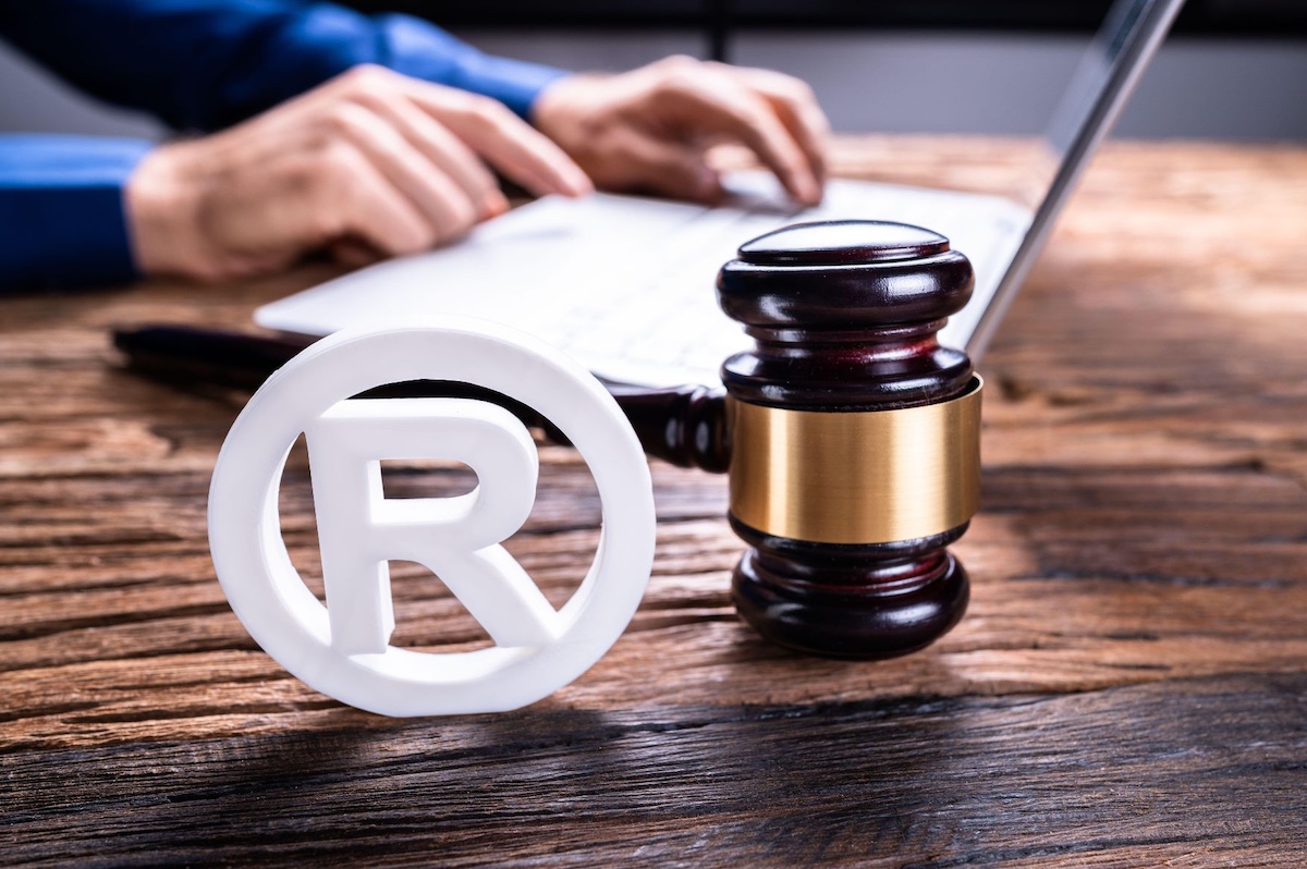 Gavel with a registered trademark symbol
