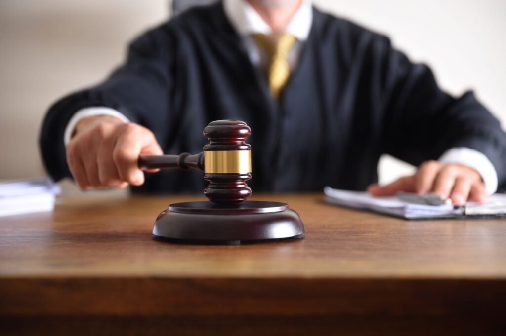 Judge using a gavel
