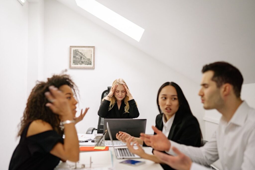 Business team in disagreement