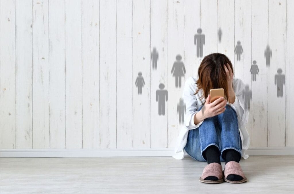 Woman looking distressed